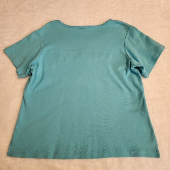 Quacker Factory Womens Shirt Sleeve Crew Neck Embroidered Tshirt Size Medium - Picture 8 of 8